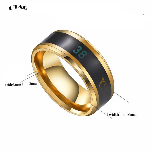 Anillo Inteligente Temperatura Corporal UTAG | Monitor Salud Tiempo Real | Acero Inoxidable