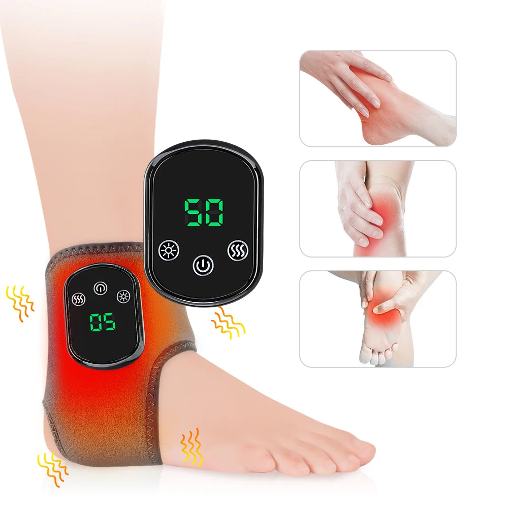 Masajeador de Pies Eléctrico y Tobillo con Vibración | Compresa Caliente, Relajación Muscular y Protección Articular