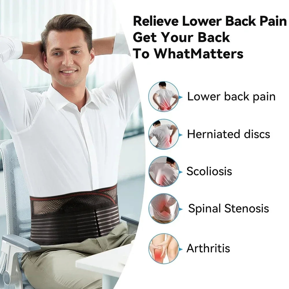 Tirante de Espalda Transpirable - Cinturón Soporte Lumbar para Dolor de Espalda Baja & FUTURIS TECHNOLOGIES