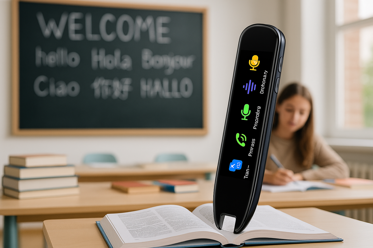 Bolígrafo en escuela de idiomas