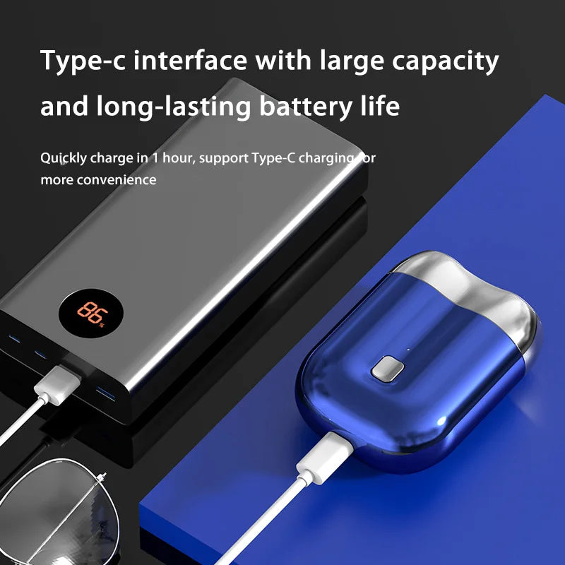 Mini Afeitadora Eléctrica Magnética USB-C - Doble Cabezal