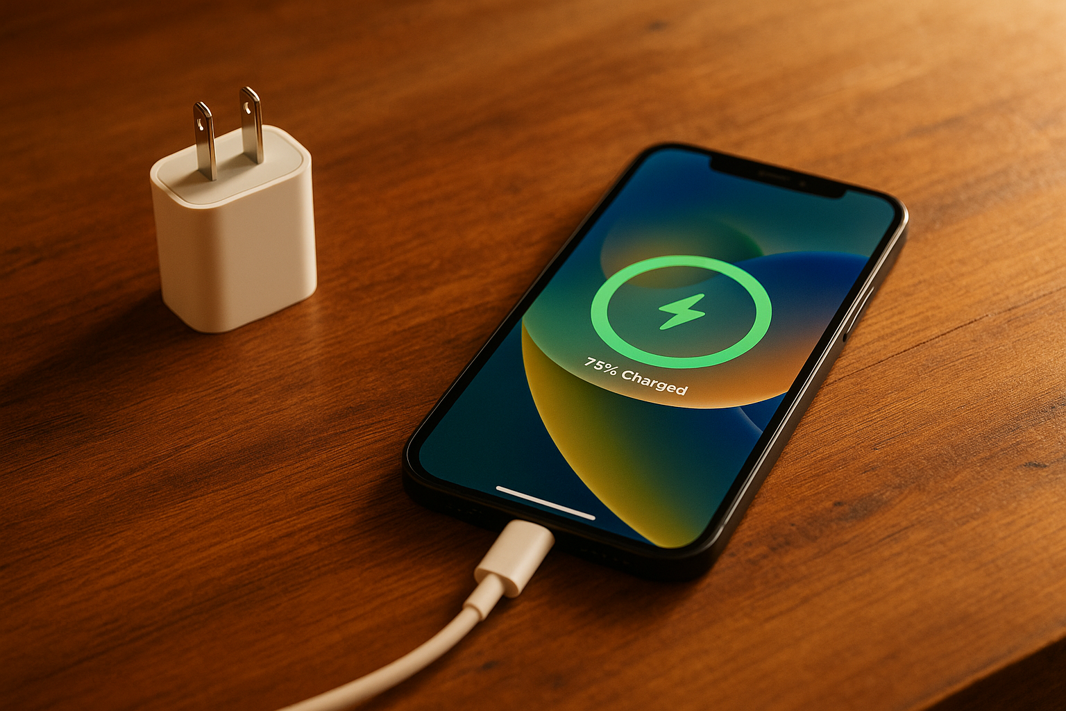 Cargador USB-C en uso con iPhone