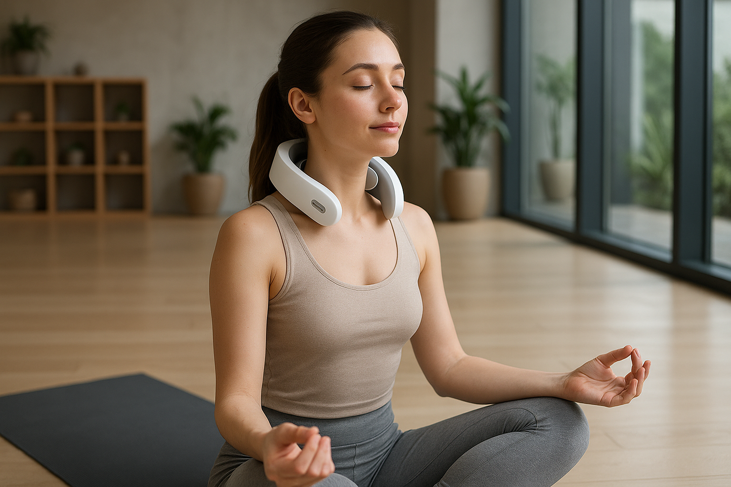 Mujer en centro de yoga