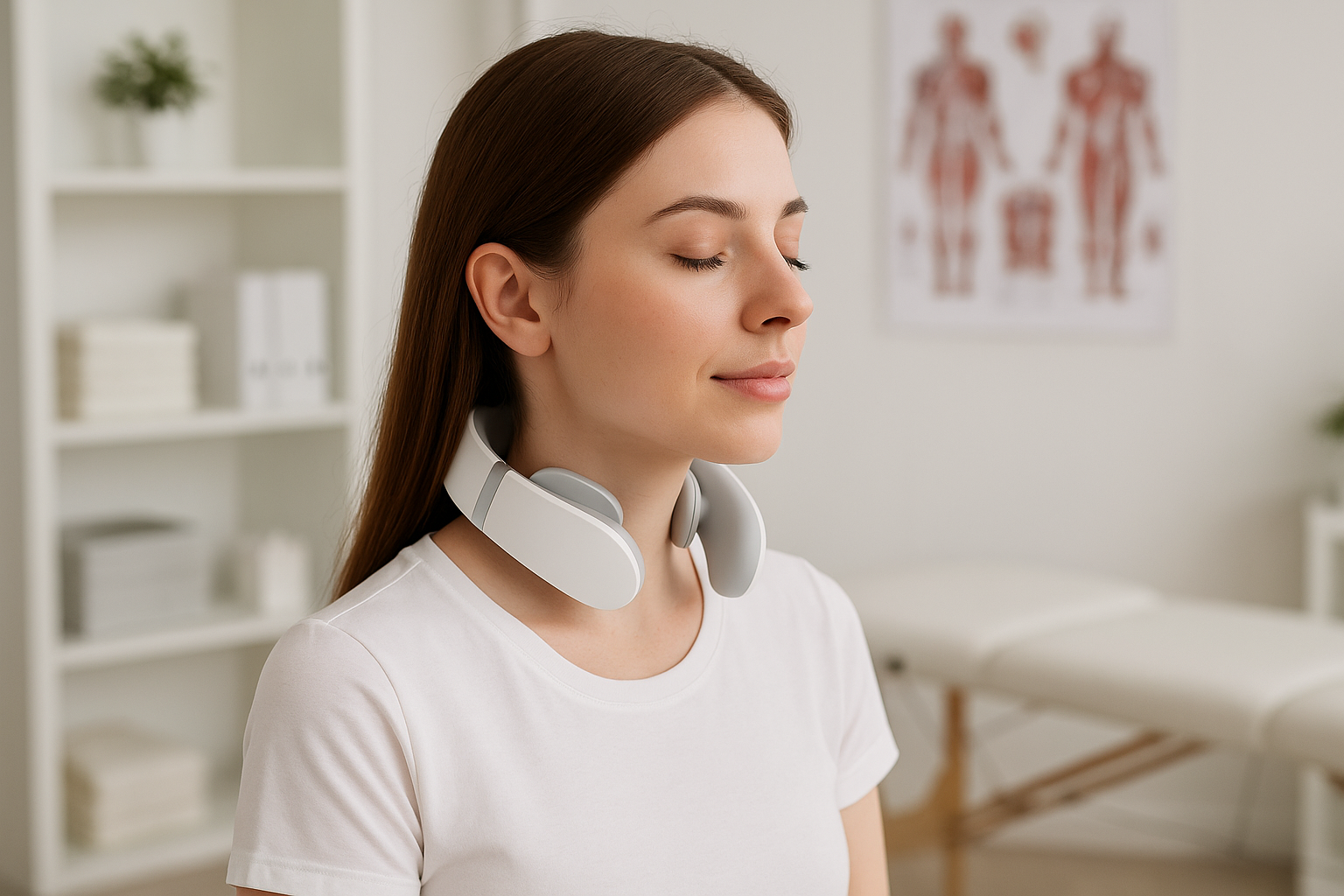 Mujer en clínica fisioterapia